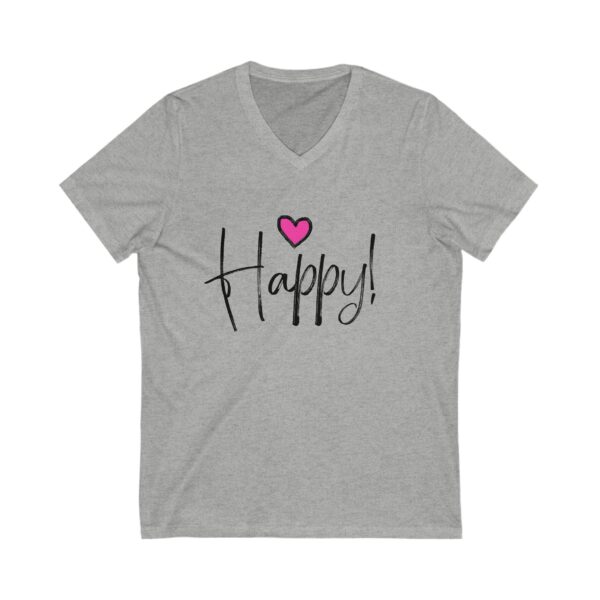 Happy Heart V-Neck Tee – Unisex Short Sleeve - Image 2