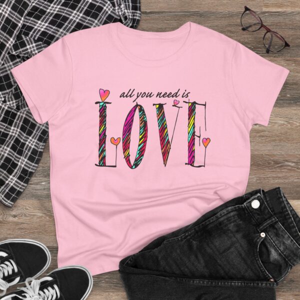 "LOVE" Women's Midweight Cotton Tee - Image 3