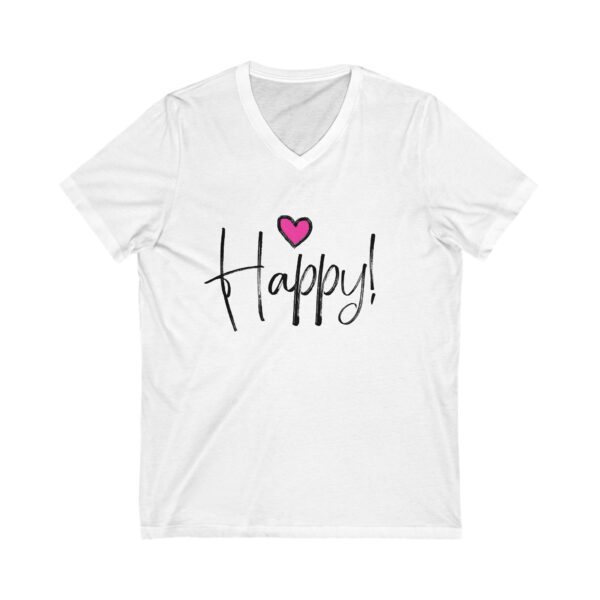 Happy Heart V-Neck Tee – Unisex Short Sleeve